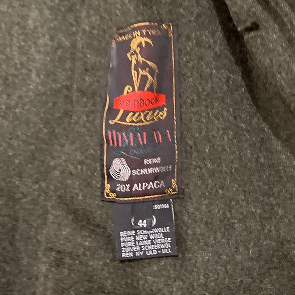 VTG 44 R Steinbock Tyroler Loden Olive Green Wool Blend Over Coat Made Austria. - Picture 2 of 9